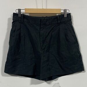 Madewell lyocell linen blend Classic Black High-Waist Pleated Shorts
